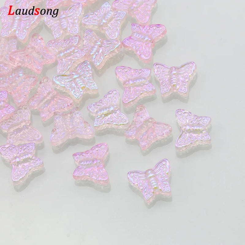 Multicolor AB Czech Glass Beads Lampwork Spacer Butterfly Beads