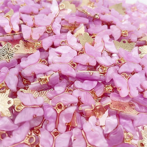 Multicolor Acrylic Butterfly Charm Resin Pendant