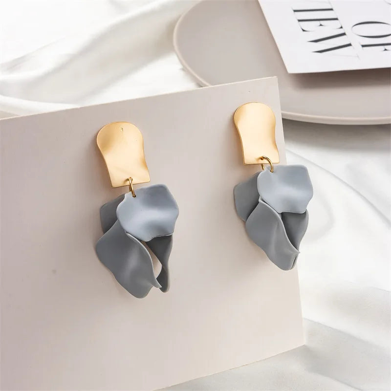 Multicolor Acrylic Spray Paint Flower Drop Earrings