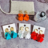 Multicolor Acrylic Spray Paint Flower Drop Earrings