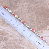 Multicolor Brown CZ Silver Plated Link Chain Bracelet 7in