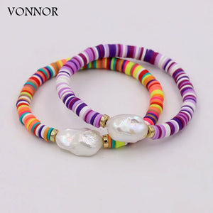 Multicolor Clay Beaded Boho Bracelet for Women