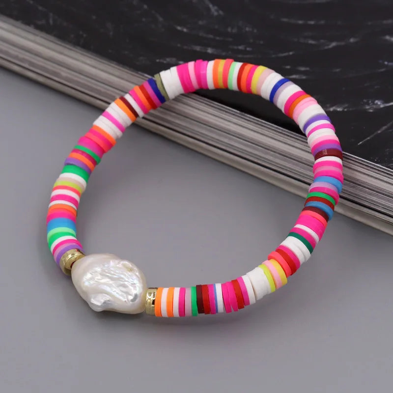 Multicolor Clay Beaded Boho Bracelet for Women