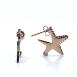 Multicolor Stone Style Star Silver Earrings