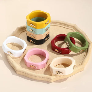Multicolor Acrylic Bangles Geometric Square Bird Bracelets