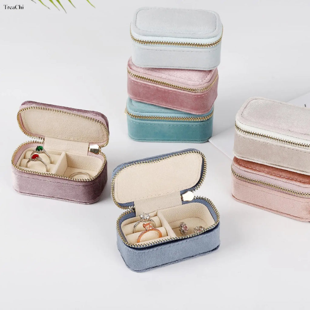 Multicolor Velvet Ring Box High Wedding Jewelry Earrings Flannel Storage