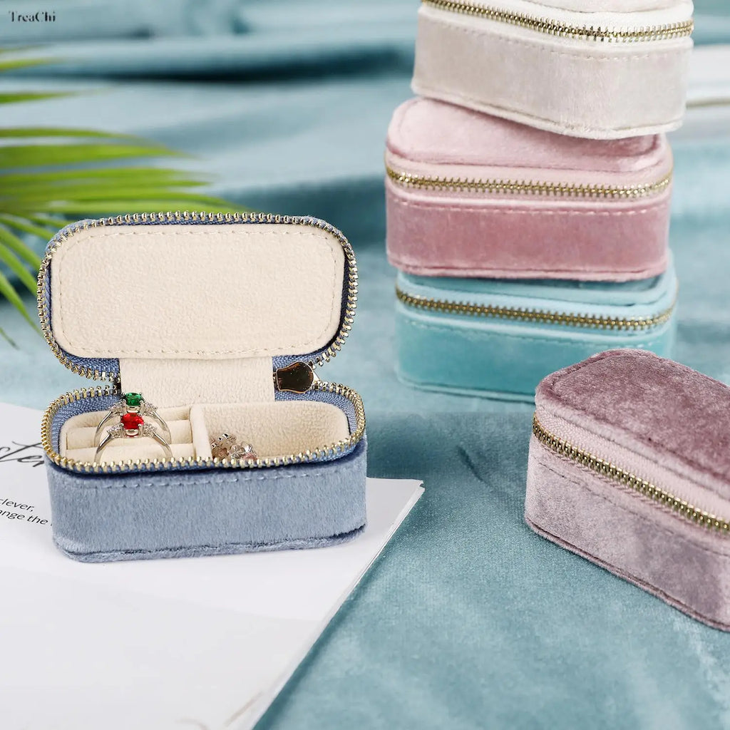 Multicolor Velvet Ring Box High Wedding Jewelry Earrings Flannel Storage