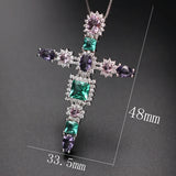 Multicolor Cross Pendants Necklace Cubic Zirconia for Women