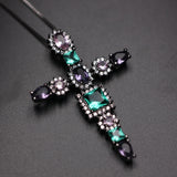 Multicolor Cross Pendants Necklace Cubic Zirconia for Women