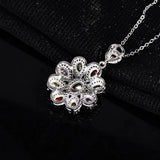 Multicolor Crystal Flower Zircon Diamonds Gemstones Pendant Necklace