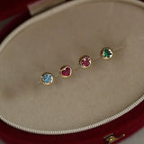 Multicolor CZ Christmas Tree Antlers 925 Silver Earrings