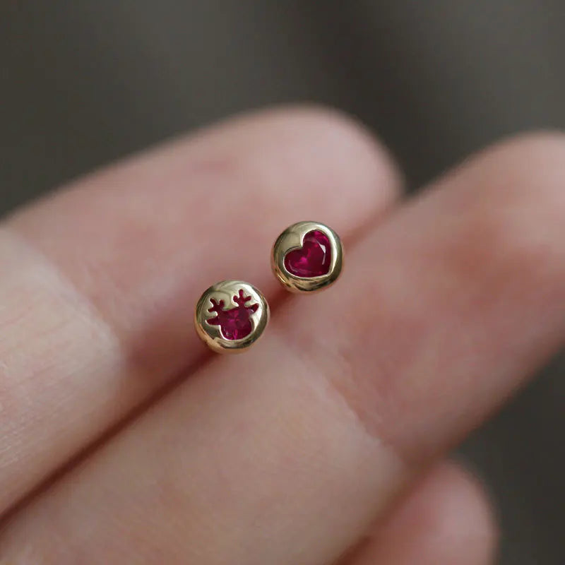 Multicolor CZ Christmas Tree Antlers 925 Silver Earrings