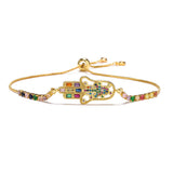 Multicolor CZ Hamsa Hand Evil Eye Charm Bracelet Women Jewelry