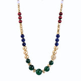 Boho Bohemian Beaded Sweater Necklace Glass Beads Wood Beads Green Turquoises