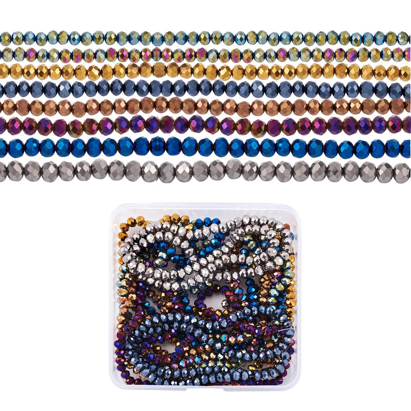 Multi Electroplate Glass Beads 6x5mm Rondelle Spacer Strands