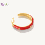 Adjustable Multicolor Enamel Geometric CZ Wrap Ring