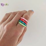 Adjustable Multicolor Enamel Geometric CZ Wrap Ring