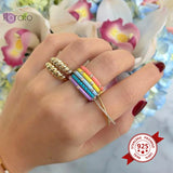 Adjustable Multicolor Enamel Geometric CZ Wrap Ring