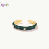 Adjustable Multicolor Enamel Geometric CZ Wrap Ring