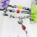 Multicolor 3Rows Glass Beads Crystal Bracelet Bangles Hand Chain 6mm