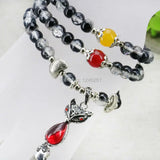Multicolor 3Rows Glass Beads Crystal Bracelet Bangles Hand Chain 6mm