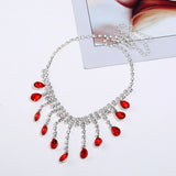 Multicolor Gem Necklace Water Drop Crystal Wedding Jewelry