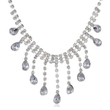 Multicolor Gem Necklace Water Drop Crystal Wedding Jewelry
