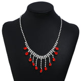 Multicolor Gem Necklace Water Drop Crystal Wedding Jewelry
