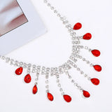 Multicolor Gem Necklace Water Drop Crystal Wedding Jewelry