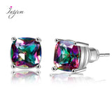 Multicolor Gemstone 925 Silver Earrings Platinum Jewelry Anniversary Gift