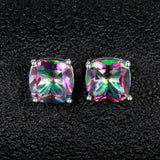 Multicolor Gemstone 925 Silver Earrings Platinum Jewelry Anniversary Gift