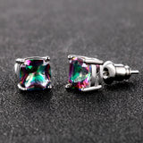 Multicolor Gemstone 925 Silver Earrings Platinum Jewelry Anniversary Gift