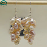 Multicolor Grape Pearl Earrings, Natural Freshwater Pearl Women Jewellery