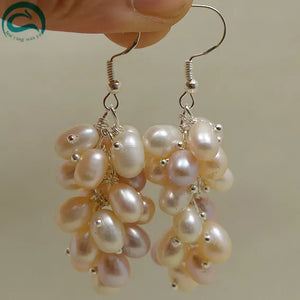 Multicolor Grape Pearl Earrings, Natural Freshwater Pearl Women Jewellery