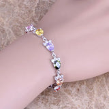 Multicolor Green Peridot Silver Plated Chain Bracelet 6-8 inch S0393