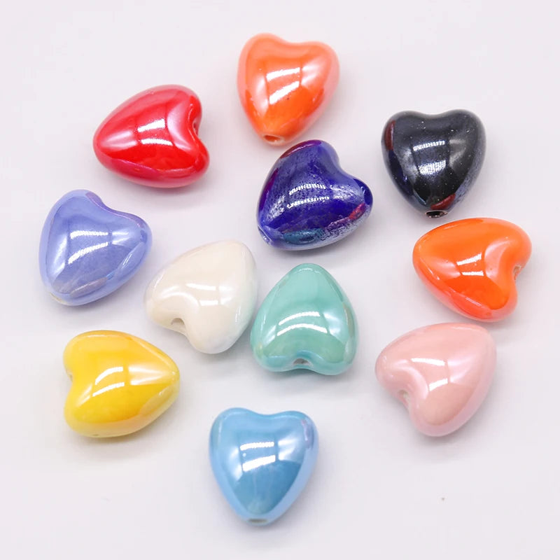 Heart Shape Ceramic Beads For Jewelry Making Necklace Bracelet 17x15mm