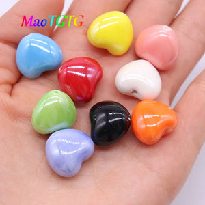 Heart Shape Ceramic Beads For Jewelry Making Necklace Bracelet 17x15mm