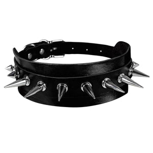 Multicolor Leather Rivets Necklace Spike Choker Punk Collar