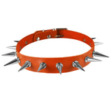 Multicolor Leather Rivets Necklace Punk Choker Spike Collar