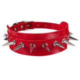 Multicolor Leather Rivets Necklace Spike Choker Punk Collar
