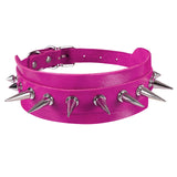Multicolor Leather Rivets Necklace Spike Choker Punk Collar