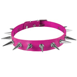 Multicolor Leather Rivets Necklace Punk Choker Spike Collar