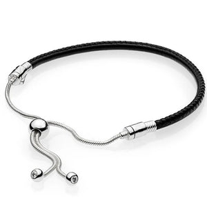 Multicolor Leather String Beads Sliding Clasp Bracelet