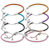 Multicolor Leather String Beads Sliding Clasp Bracelet