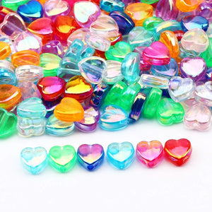 9mm Mixed Acrylic Heart Spacer Beads Jewelry Making DIY Charm Necklace Bracelet