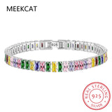 Multi Moissanite Tennis Bracelet 925 Sterling Silver D VVS1 Lab Diamond