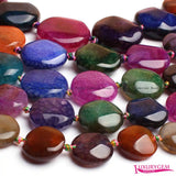 Multicolor Cracked Agates Stone 12-25mm Faceted Coin Beads