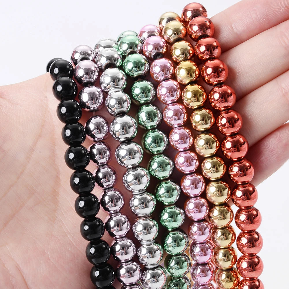 Multicolor Hematite Stone Beads Round Spacer Beads for Jewelry Making DIY