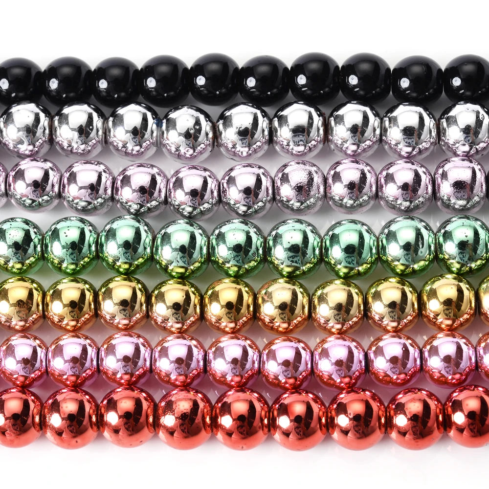 Multicolor Hematite Stone Beads Round Spacer Beads for Jewelry Making DIY