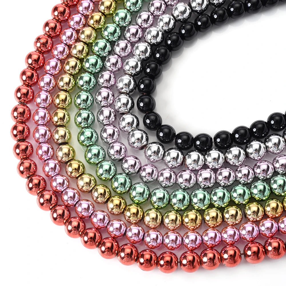 Multicolor Hematite Stone Beads Round Spacer Beads for Jewelry Making DIY